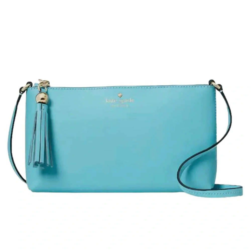 NWT Kate Spade Amy Ivy Street Tassel Stone Blue Crossbody Purse Bag - Picture 15 of 15